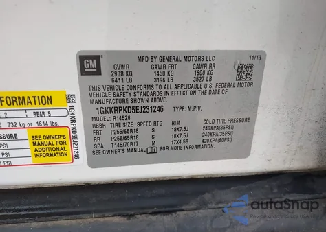 2014 GMC Acadia Sle-2 z USA, uszkodzony, nr VIN 1GKKRPKD5EJ231246